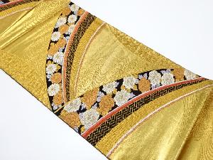 変わり青海波に牡丹模様織り出し袋帯